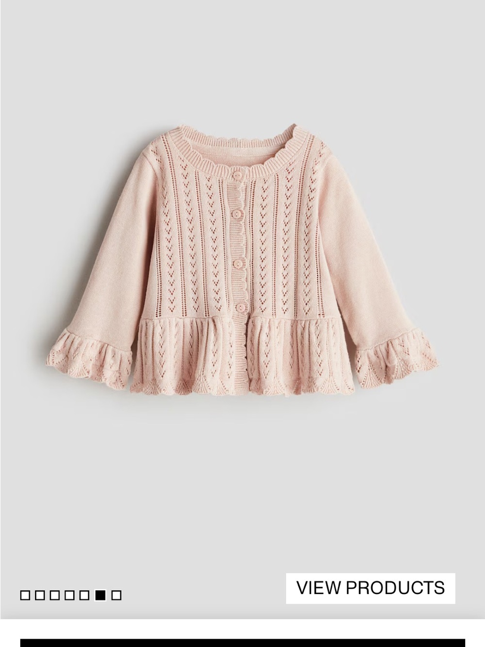 H&M pointelle blush pink sweater - size 3-6 months